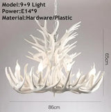 Rustic Alpine Hand-Crafted Deer Antler Pendant Chandelier