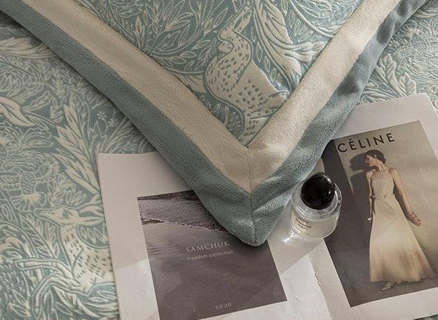 Product with Celine magazine and bottle on patterned surface, Class A Standard certification text and icons below.