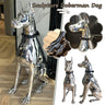 Home Decor Watchdog Chrome Sculpture Doberman Dog Small Size Art Animal Statues Figurine Room Garden Doorway