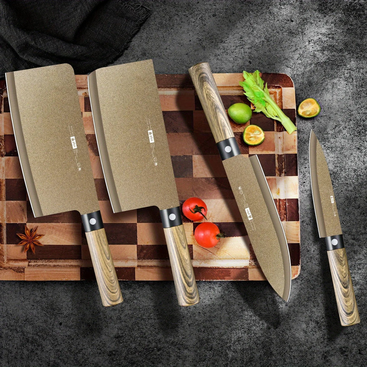 4-Piece Titanium-Coated Kitchen Knife Set