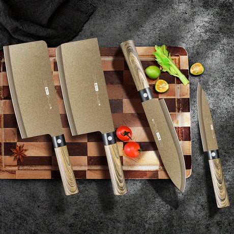 4-Piece Titanium-Coated Kitchen Knife Set