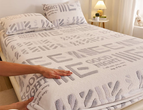 Elegant Winter Fleece-Lined Coral Milk Fiber Fitted Sheet Julia M Home & Kitchen