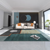 VIKAMA Orange Grey Large Living Room Carpet