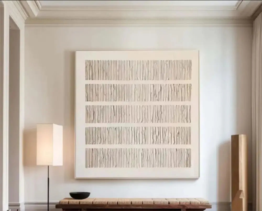 Custom Design White Beige 3D Textured Minimalist Handmade Wabi-Sabi Abstract Oil Painting for Home Hotel Office Wall Art Decor