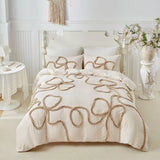 New Bow-knot Tufted Cut Flower Quilt Cover Set Queen Tufting Duvet Cover and Pillowcase Comfortable Skin-Friendly Blanket Covers