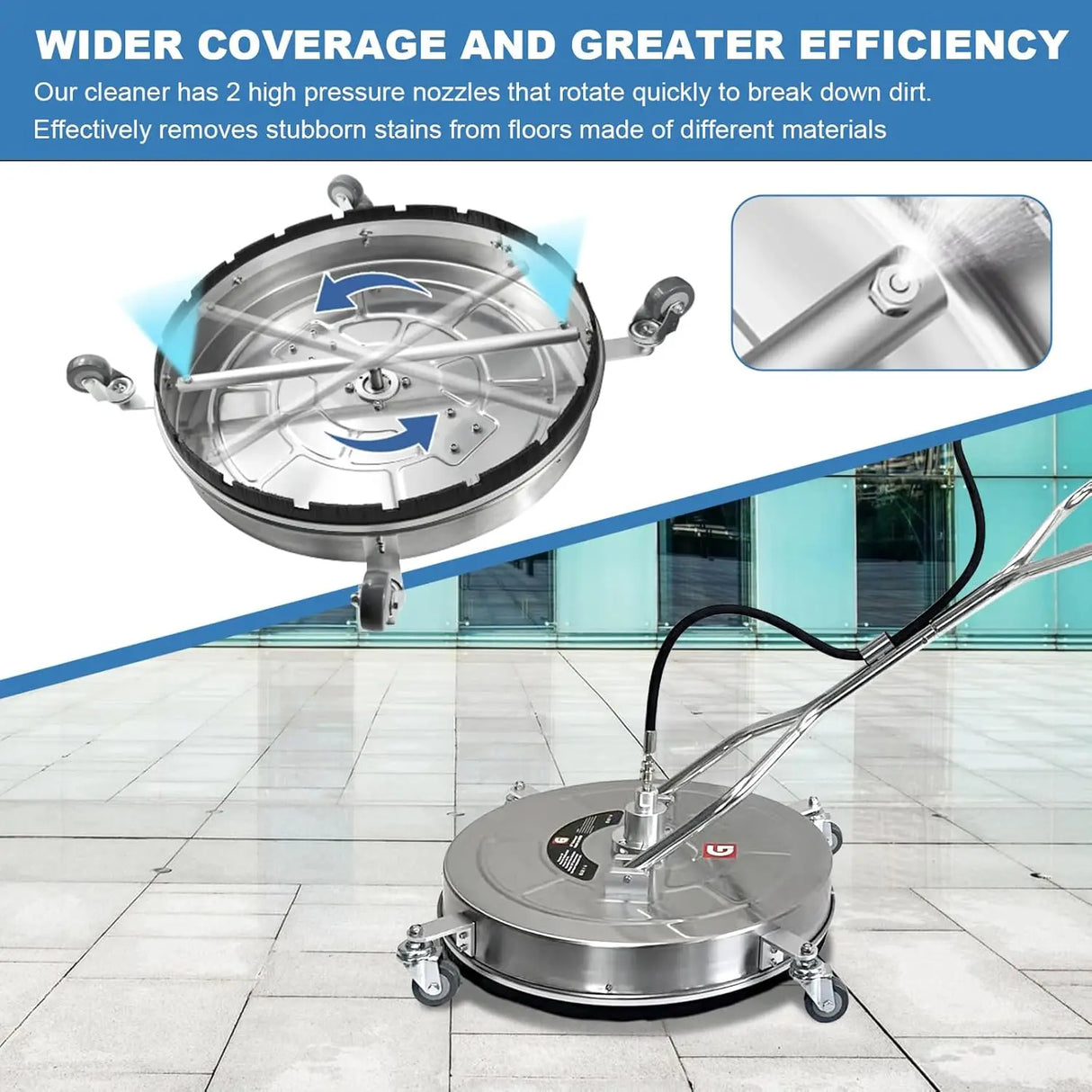 20" 4600 PSI Pressure Washer Surface Cleaner with Dual Handles