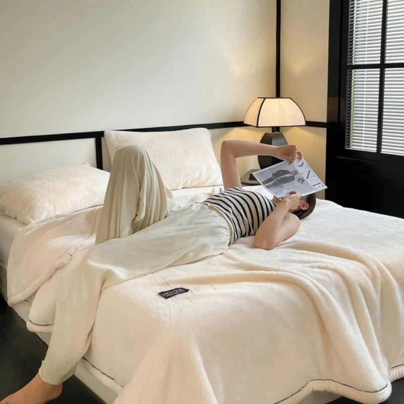 Plush Warm Winter Blanket A Grade Coral Fleece Flannel Soft Thick Bed Blankets for Sofa Single Double Couple Furry Bedspread Julia M LifeStyles