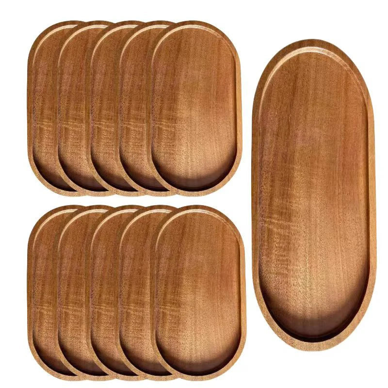 Tableware Solid Wood Food Tray Round Rectangle Dessert Plate Japanese-style Wooden Snack Fruit Tea Saucer Pallet Bread Board Julia M LifeStyles