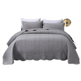 JULIA 3 Pieces Solid Color Embroidered Quilt Set