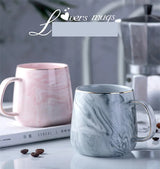 Nordic Marbled Ceramic Mug with Gold Rim