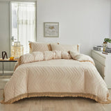 Bohemia Wavy Cut Flowers with Tassel Duvet Cover Set Single Double Boho Bedding Set Queen Soft Grace Quilt Cover and Pillowcases