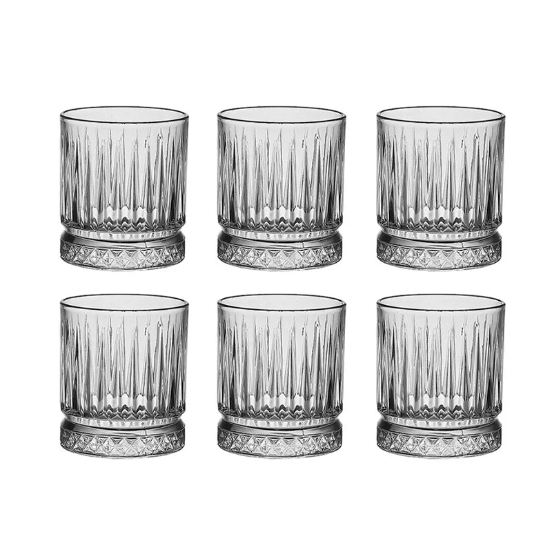 6pcs Sets Luxury Wine Glasses Transparent Glass Cup Exquisite Cocktail Glass European Style Whiskey Glass Bar Brandy Beer Cups