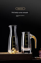 Crystal Glass Wine Decanter Set with Gold Foil Shot Cup