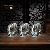 Crystal Glass Wine Decanter Set with Gold Foil Shot Cup