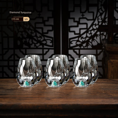 Crystal Glass Wine Decanter Set with Gold Foil Shot Cup