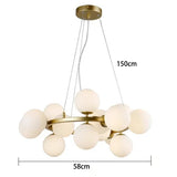 Modern Clear White Glass Bubble Pendant Lamp Round Chandelier Light Fixture for Living Dining Room Bedroom Kitchen Home Decor