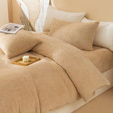 Plush Fleece Duvet Cover Set with Sheet, 4-Piece