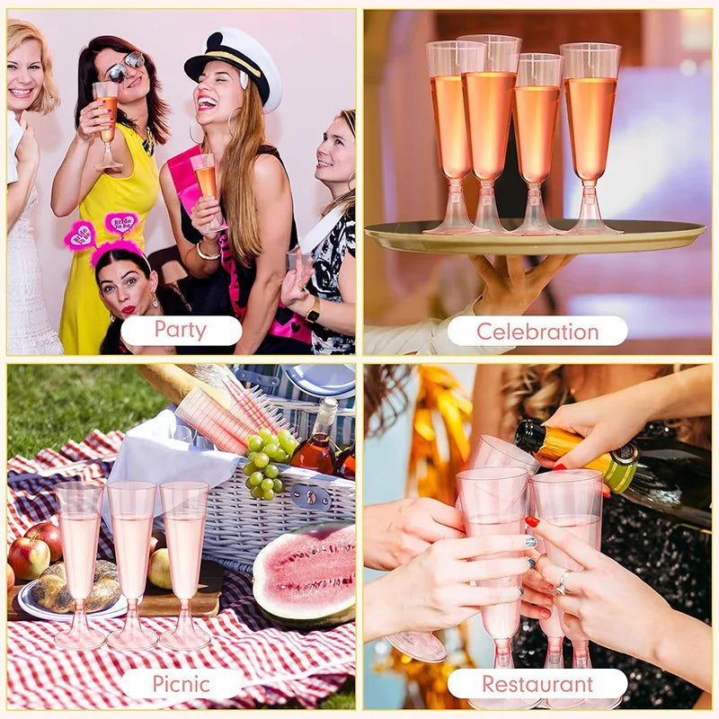 15/25/50pcs 150ml Disposable Champagne Glasses Cocktail Glasses Plastic Tall Glasses Martini Glasses for Weddings Party Julia M LifeStyles