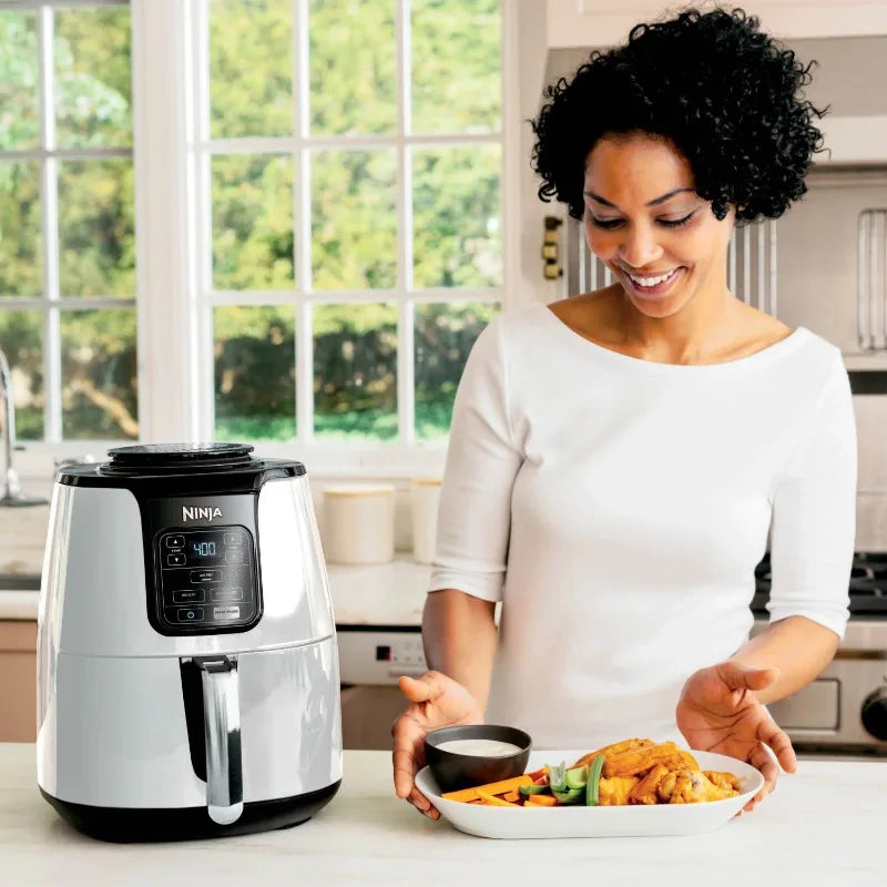 Ninja 4Qt Air Fryer, Nonstick Basket with Crisper Plate, 1550 Watts, White Julia M LifeStyles