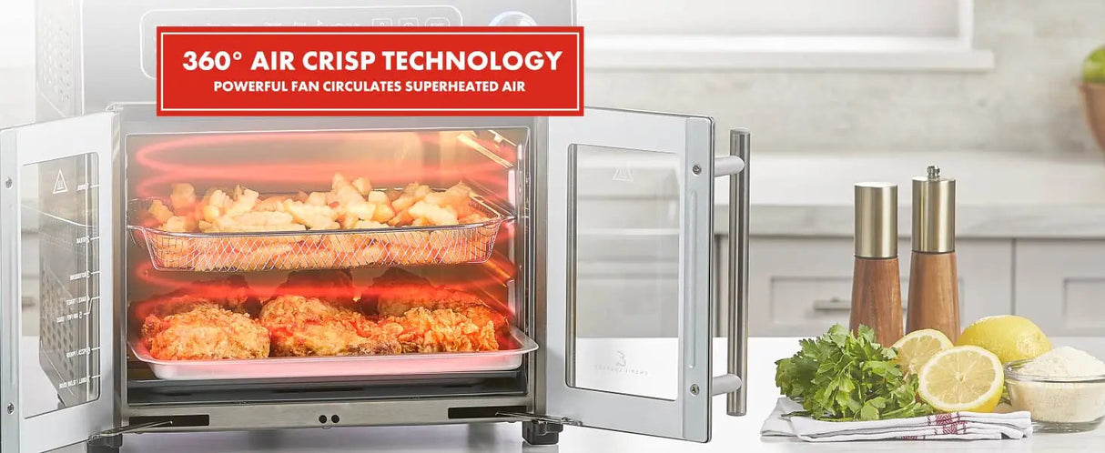 Emeril Lagasse Extra Large French Door Air Fryer Toaster Oven Combo, 24 Cooking Functions and Digital Controls, 7 Accessories In Julia M Home & Kitchen