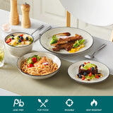 48 Piece Beige Hand-painted Ceramic Dinnerware Set