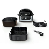 4-in-1 Indoor Grill with 4-Qt Air Fryer, Roast, Bake, & Cyclonic Grilling Technology, Black/Stainless Julia M LifeStyles