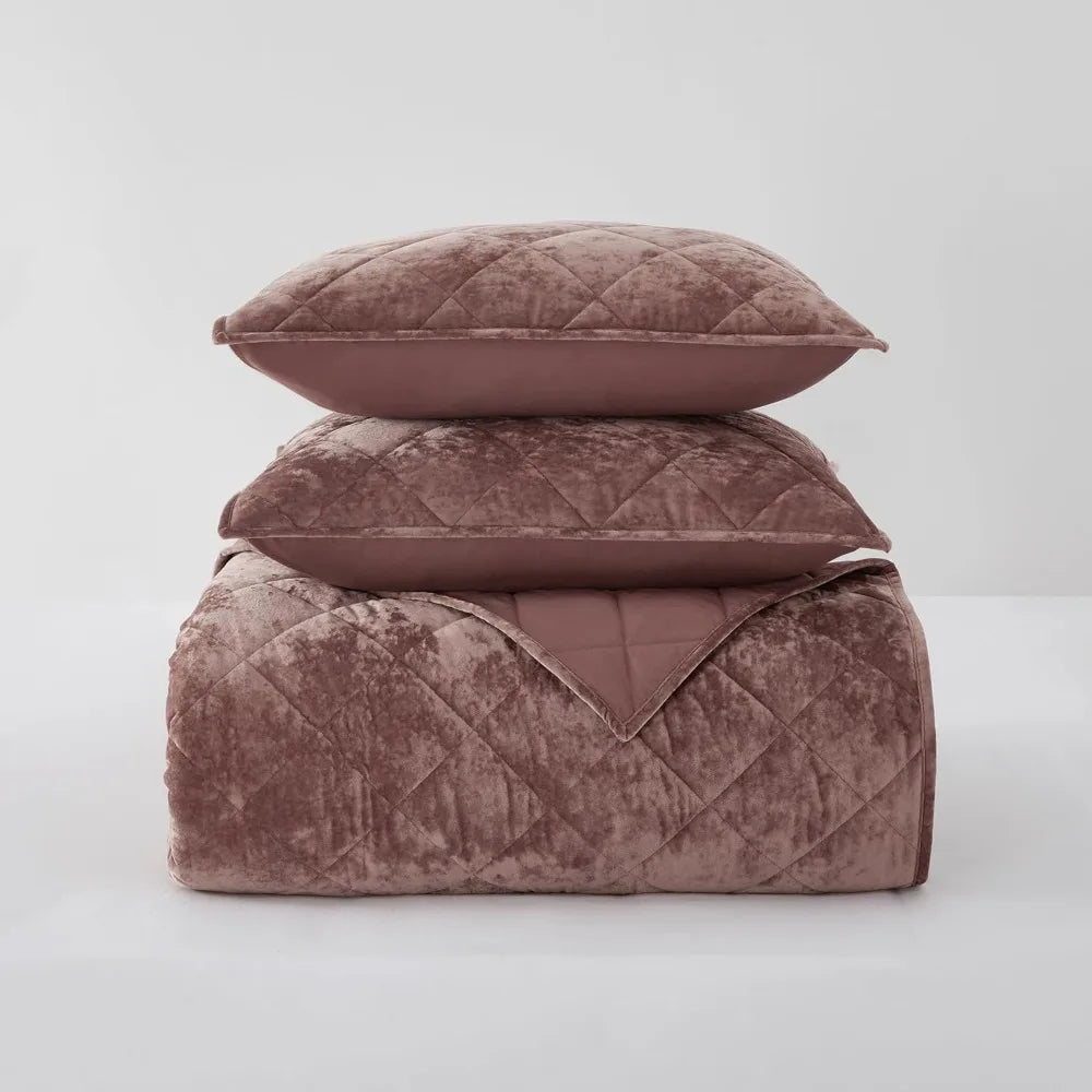 Ultra Soft Luxury Velvet Quilt Set - Queen Size Oversized Comforter for Summer Julia M LifeStyles