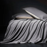 Luxury 100% Egyptian Cotton Reversible Duvet Cover Set in Silver & Purple