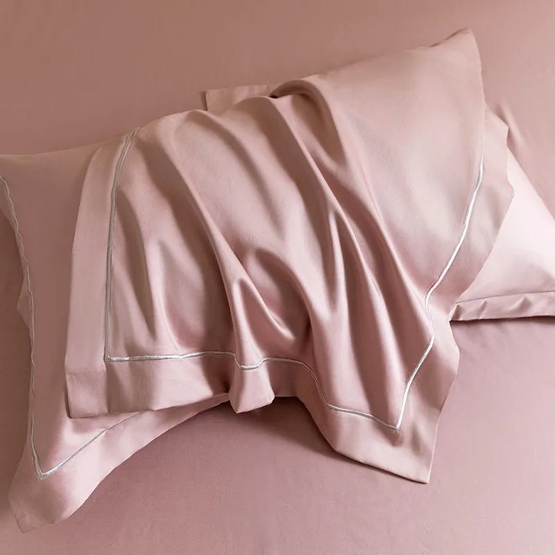 Luxury 1000TC Egyptian Cotton Duvet Cover Set with Silver Embroidery