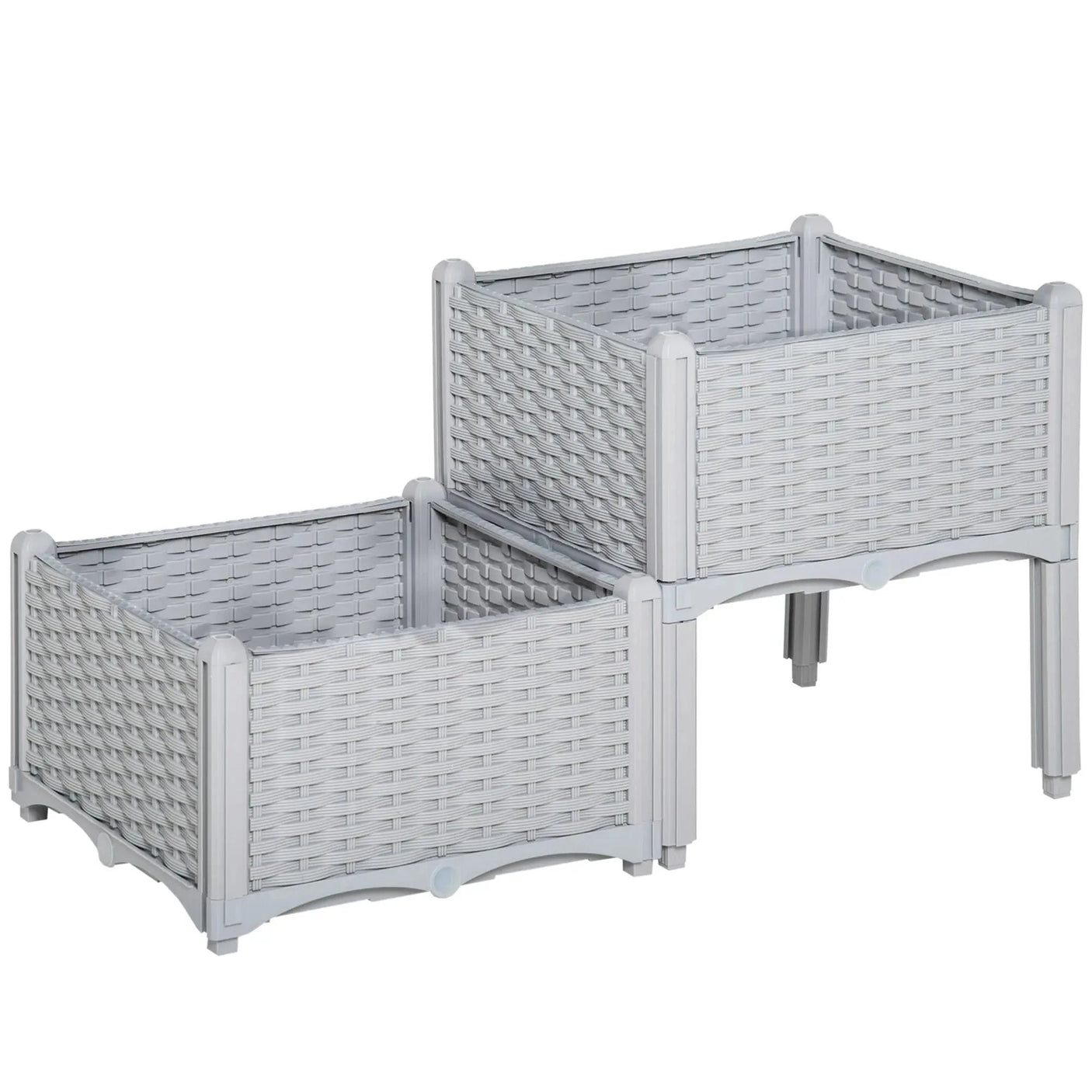 2-Piece Gray Raised Garden Bed with Self-Watering Legs for Growing Herbs & Vegetables Julia M LifeStyles