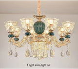 LED Crystal Ceramic Retro Ceiling Chandelier - European Style Luxury Lamp