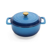 Gradient Blue 5QT Cast Iron Cooking Enamel Pot with Two Silicone Gloves for Soup & Stock Pots Julia M Home & Kitchen