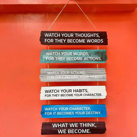 Wooden Inspirational Hanging Wall Art with Rope for Home Decor