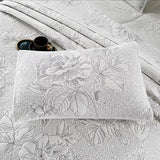 Embroidered Cotton Quilt Set 3PCS King Queen Bedspread with 2 Pillow Shams Summer Lightweight Double Blanket Breathable Coverlet