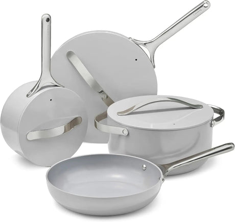 Nonstick Ceramic Cookware Set (12 Piece) Pots, Pans, 3 Lids and Kitchen Storage - Non Toxic - Oven Safe & Compatible Julia M LifeStyles