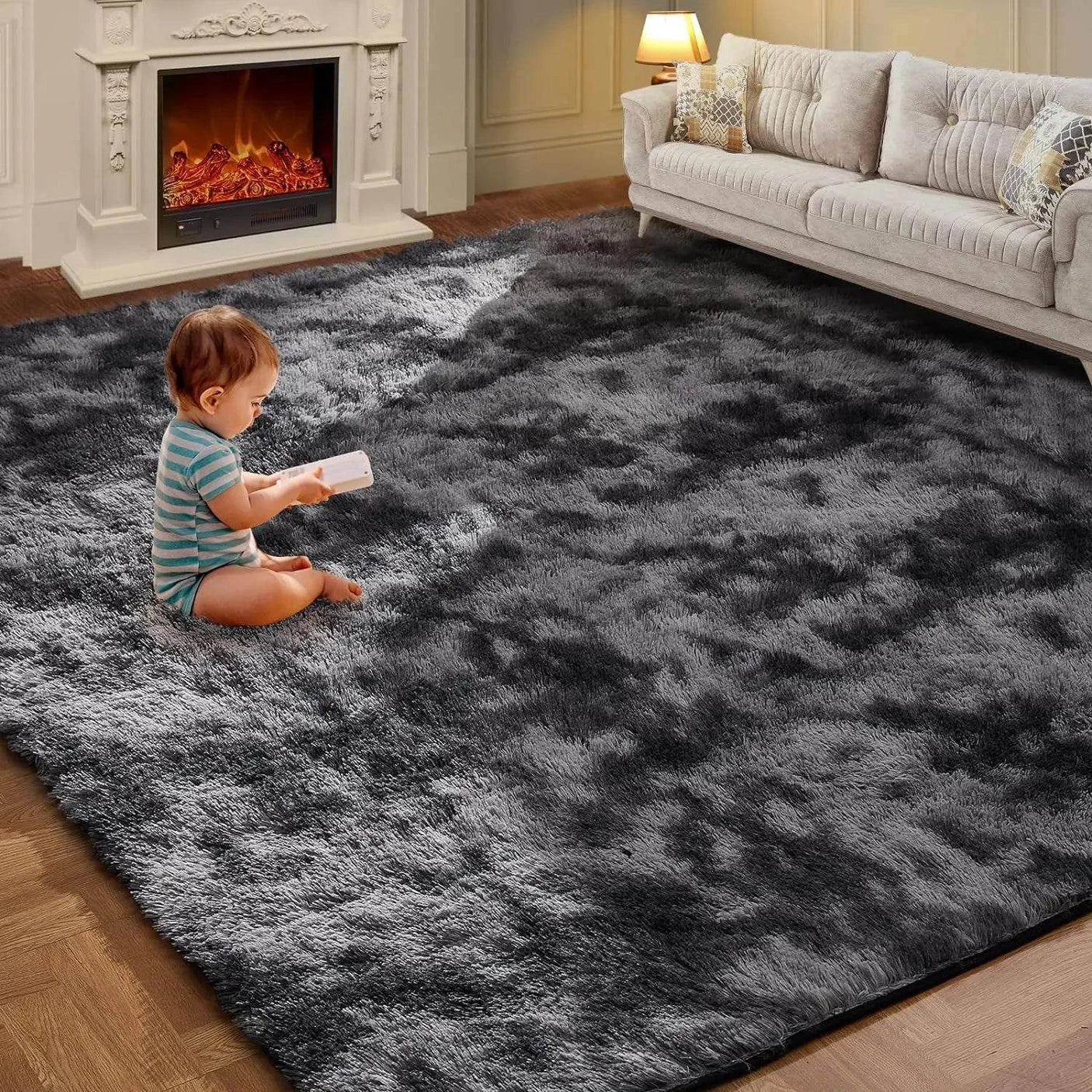 Tie-Dye Plush Carpet - Soft Fluffy Living Room Bedroom Mat - Julia M LifeStyles