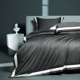 Premium 1400TC Egyptian Cotton Smooth Soft Bedding Set Chic White Grey Patchwork Duvet Cover Flat/Fitted Bed Sheet Pillowcases