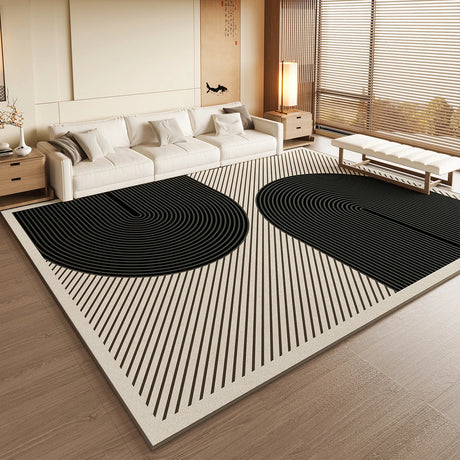 VIKAMA Black Large Living Room Carpet - Low Pile Waterproof Rug