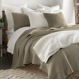 Elegant Taupe Cotton Waffle Quilt Set with Pillow Shams for Full/Queen Bed Julia M LifeStyles