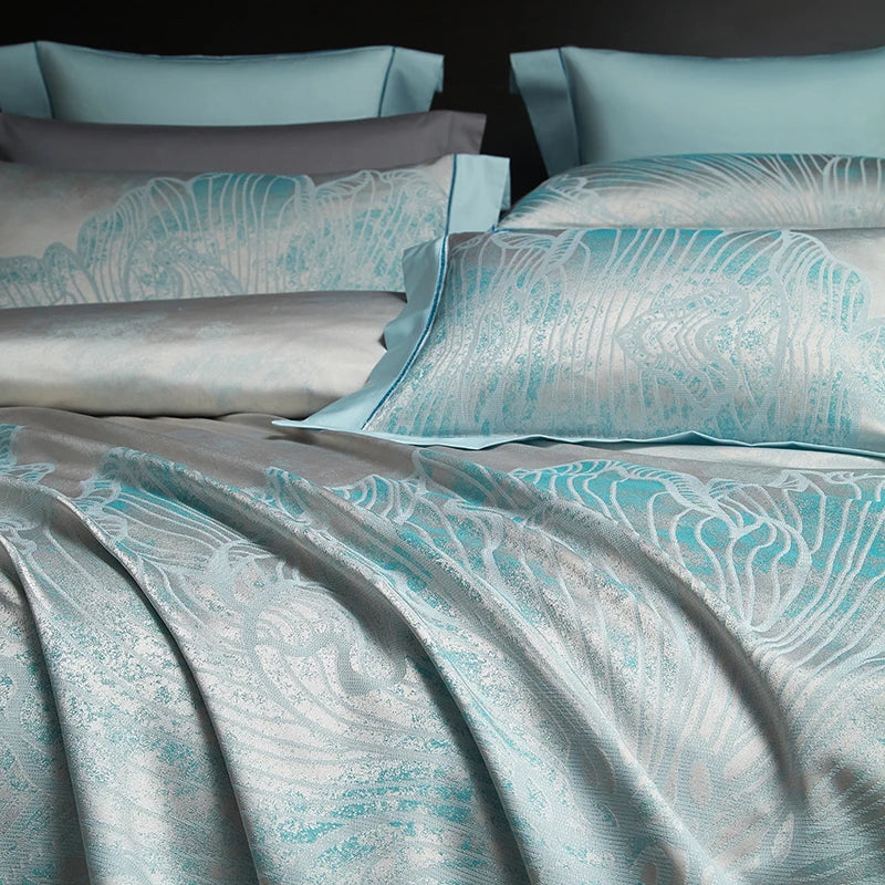 4/7Pcs Luxury Soft Silky Egyptian cotton Damask Satin Bedding Set Super King Duvet Cover Flat Sheet/Fitted Sheet Pillowcases Julia M LifeStyles