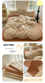 Young Adult Heart Double-Layer Yarn Bedding Four-Piece Set Washed Cotton Duvet Cover Dormitory Bed Single Student Three-Piece Set 4 Julia M LifeStyles
