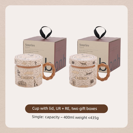 Hero Retro Ceramic Mug with Lid - Exquisite 300-400ml Coffee Cup