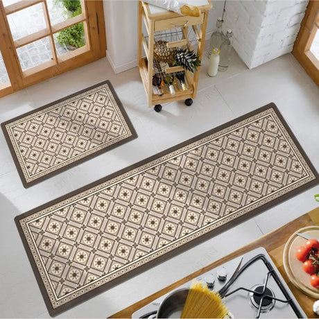 Vintage Printed Crystal Velvet Floor Mat Strip - Kitchen Rug & More