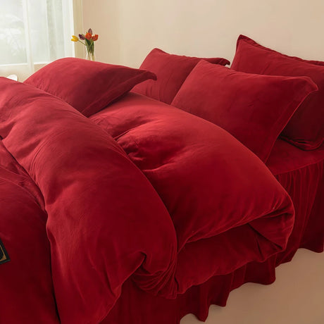 Wostar Luxury Solid Color Flannel Duvet Cover Set, 220x240 cm