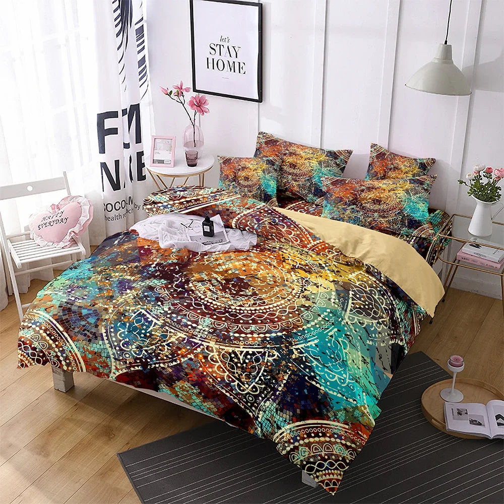 Print Bohemian Mandala Comforter Cover Super Comfortable Microfiber Fabric Bedroom Beddidng Set Datura Duvet Cover+pillowcases Julia M LifeStyles