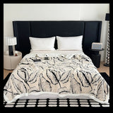 Super Thick Blanket for Winter Warm Lamb Fleece Plaids for Sofa Single/Queen/King Leaves Printed Bedspread Winter Thow Blanket Julia M LifeStyles