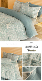 High-end Thickened Milk Fleece Carving Four-piece Skin-friendly Three-dimensional Jacquard Bedding Kit