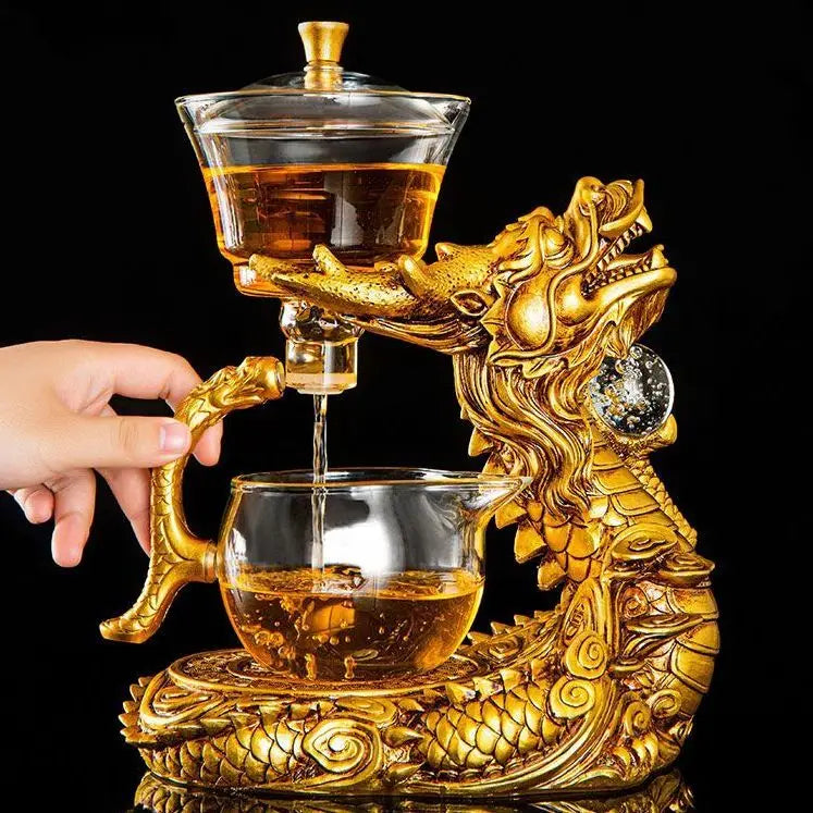 Dragon Automatic Tea Set Magnetic Suction Glass Lazy Kung Fu Teapot Set Household Heat-resistant Tea Maker Julia M LifeStyles