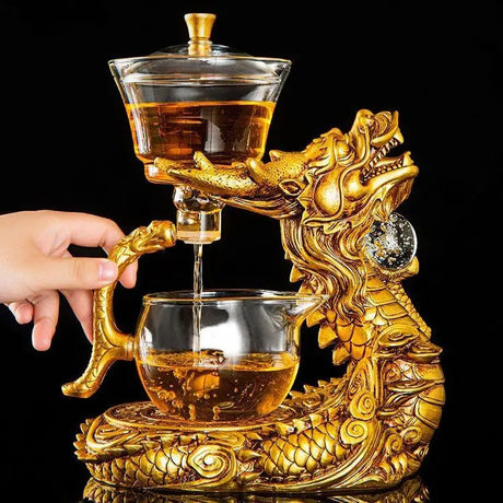 Dragon Automatic Tea Set Magnetic Suction Glass Lazy Kung Fu Teapot Set Household Heat-resistant Tea Maker Julia M LifeStyles