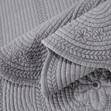 JULIA 3 Pieces Solid Color Embroidered Quilt Set
